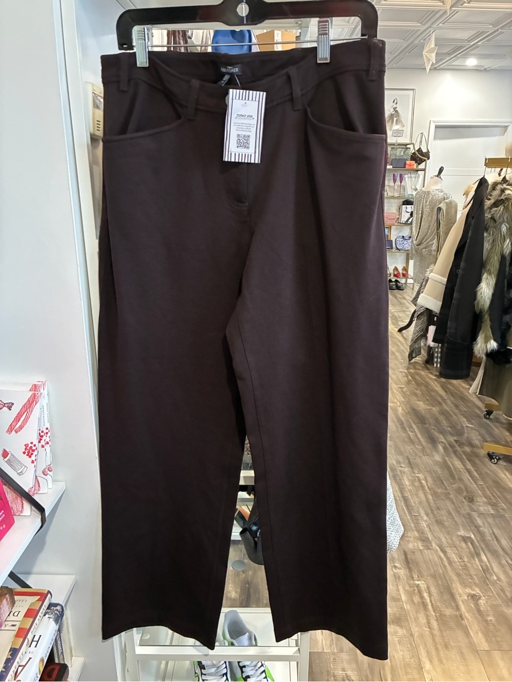 Eileen Fisher Dark Brown/eggplant Wide Leg Trousers